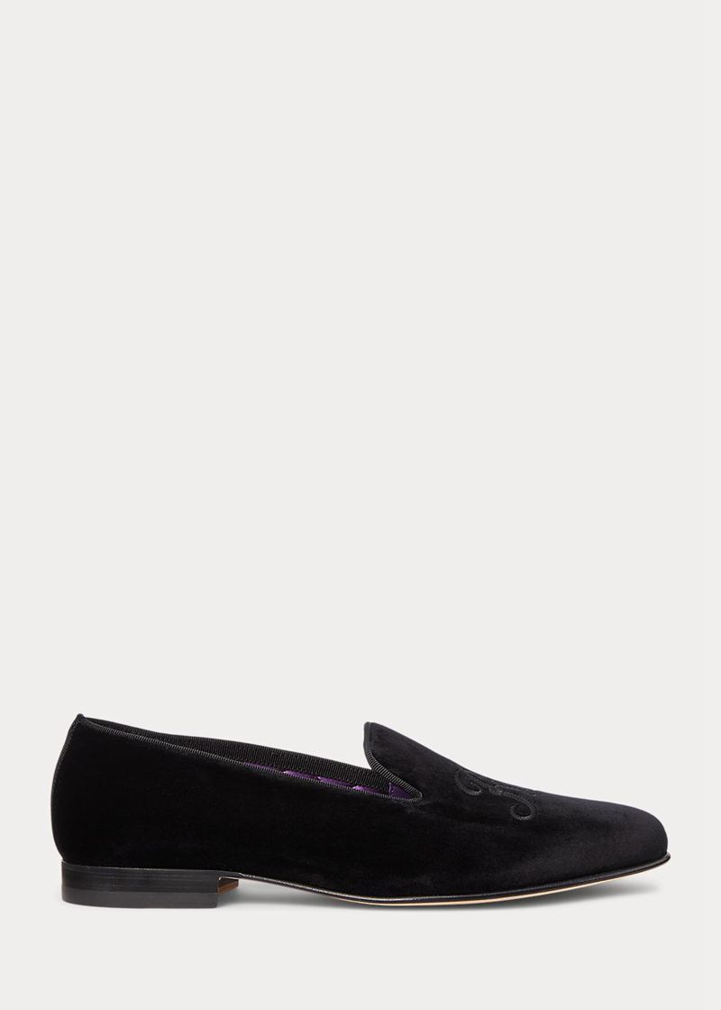 Slip On Purple Label Hombre Alonzo Embroidered Terciopelo Slipper Chile Negras AGYHI-0173